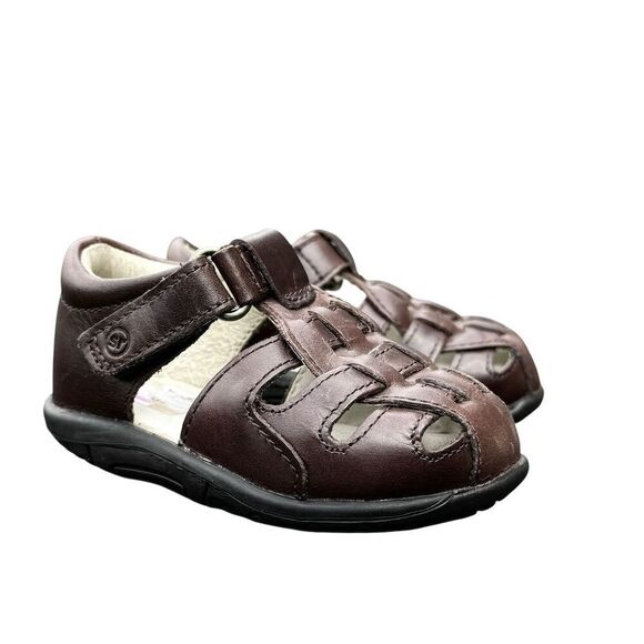 Stride Rite Harper Leather Boys Fisherman Sandal Brown Size 4XW Closed Toe - Picture 5 of 14
